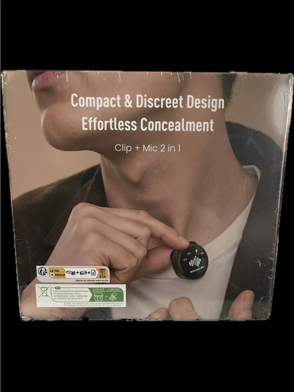 Compact Wireless Lavalier Mic 2in1 Noise Cancelling Clip-on New Black Microphone